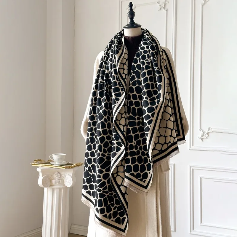 

Ретро-шарф из текстурированного искусственного кашемира для женщин, толстый и теплый, для осени и зимы, ветрозащитный и морозостойкий.