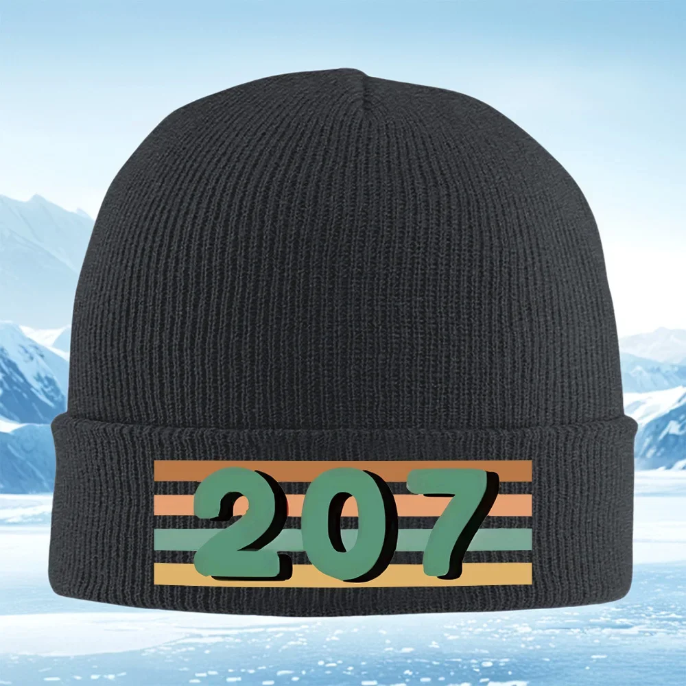 Patrón gráfico de diseño de estilo de número Retro Hombres Mujeres Gorro de punto unisex Gorro Jersey Gorro Invierno Térmico Cál