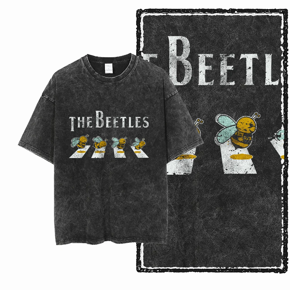 Acid Wash Vintage Graphic T Shirt - 2026 Neues Bedrucktes Acid-Washed Baumwoll-T-Shirt mit
