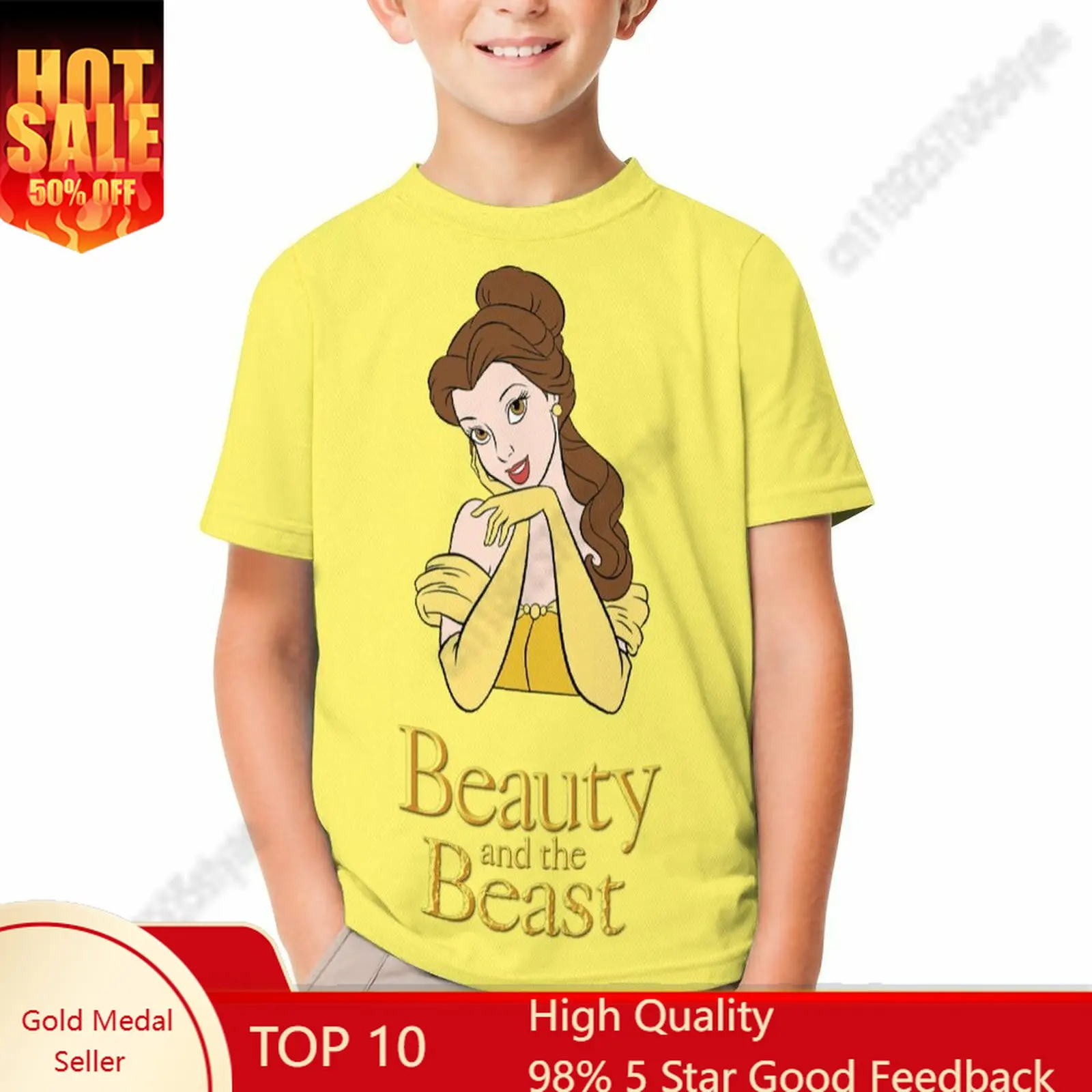

Beauty And The Beast T Shirt Boy Girl Short Sleeve Print Fashionable Cute Casual Cotton TShirt Crew Neck Children Child Tee