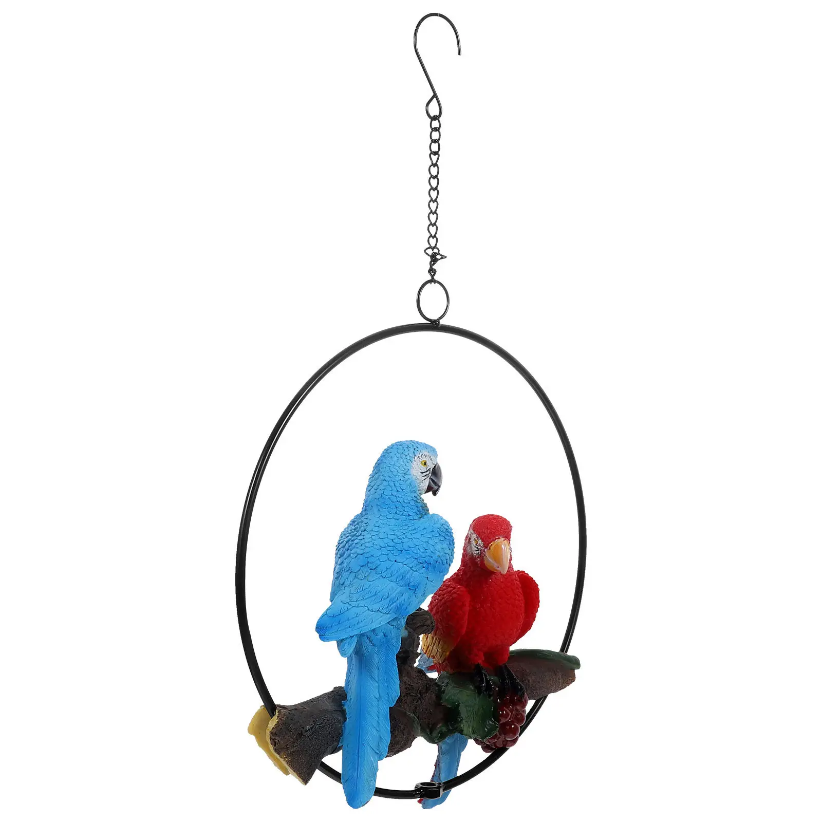 High Quality Eco Friendly Resin Parrot Hanging Ornament Lifelike Bird Decor for Home Garden Office Coffee Shop Wall Art