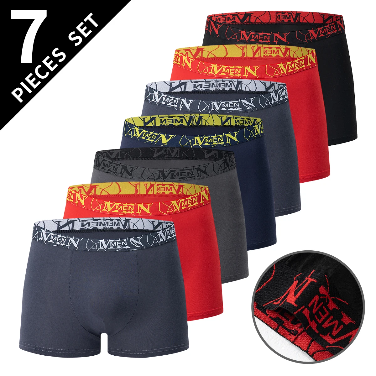 

7Piece Set Of Men's Underwear Youth Solid Color All Season Multifunctional Sporty Comfortable, Fashionable And Flat Corner Pants