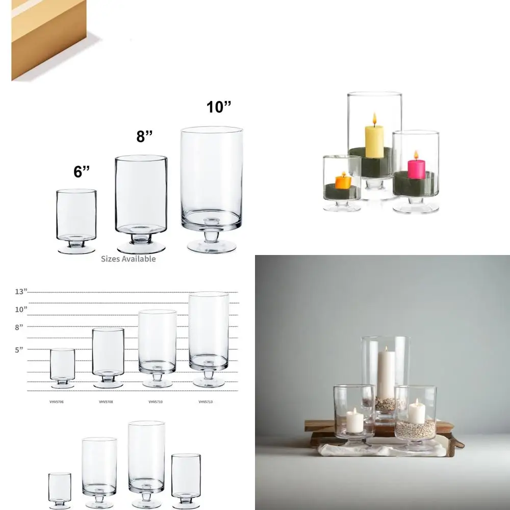 

Set of 3 Glass Pedestal Candle Holders, 6, 8, 10 Heights, for Decorative Vases or Pillar Candles, Short Stem Candle Holders, Ide