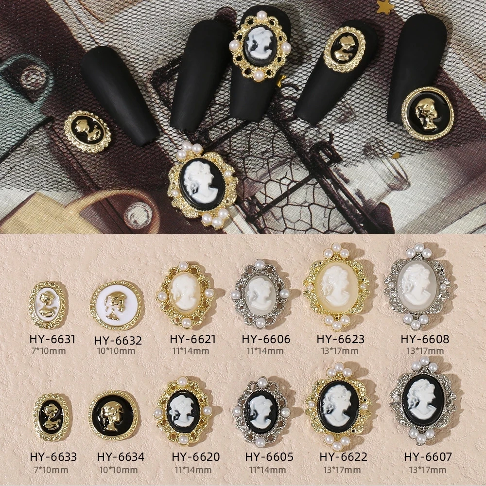 10 PC ดาวเคราะห์โลหะ Cross Punk เล็บ Charm Retro 3D Rhinestone Salon เคล็ดลับโดยอังกฤษนักออกแบบเล็บตกแต่งศิลปะ