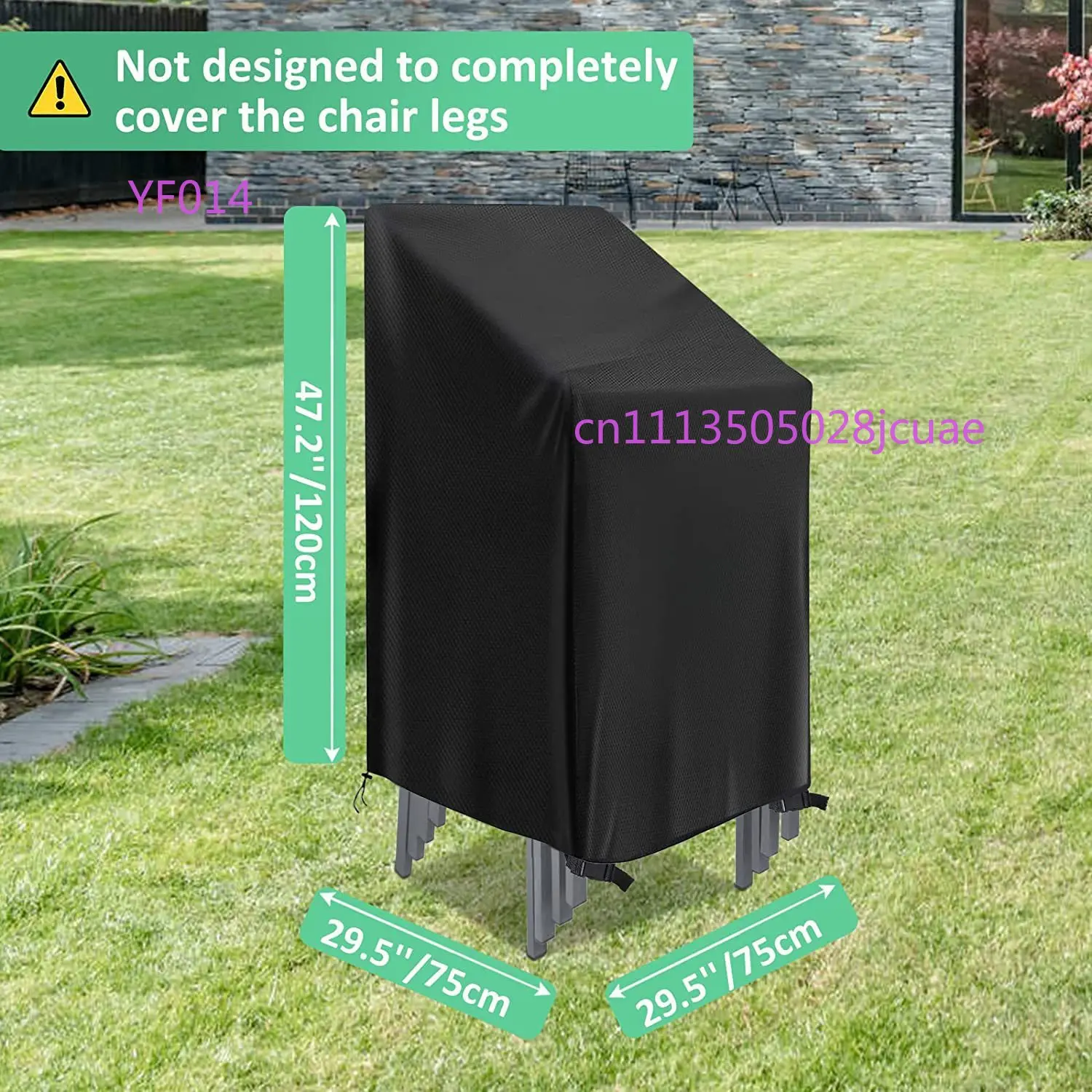 2PCS 210D Oxford Fabric Waterproof Garden Chair Cover with Buckle Drawstring Bag Outdoor Furniture Protector 75*120cm