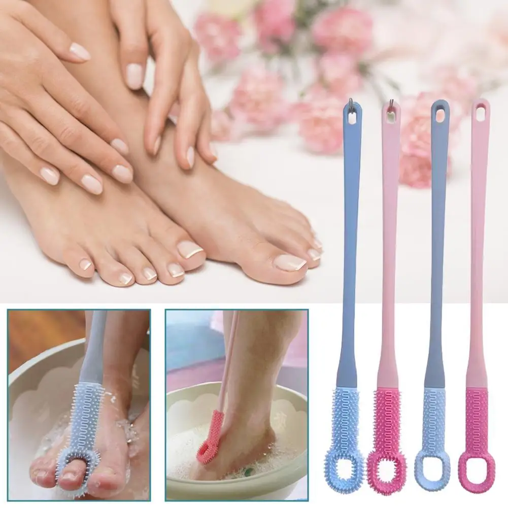 

2Colors Long Handle Bath BrushFoot washing brush toe crevice soft rubber brush cleaner Scrubber Shower Massage Brush