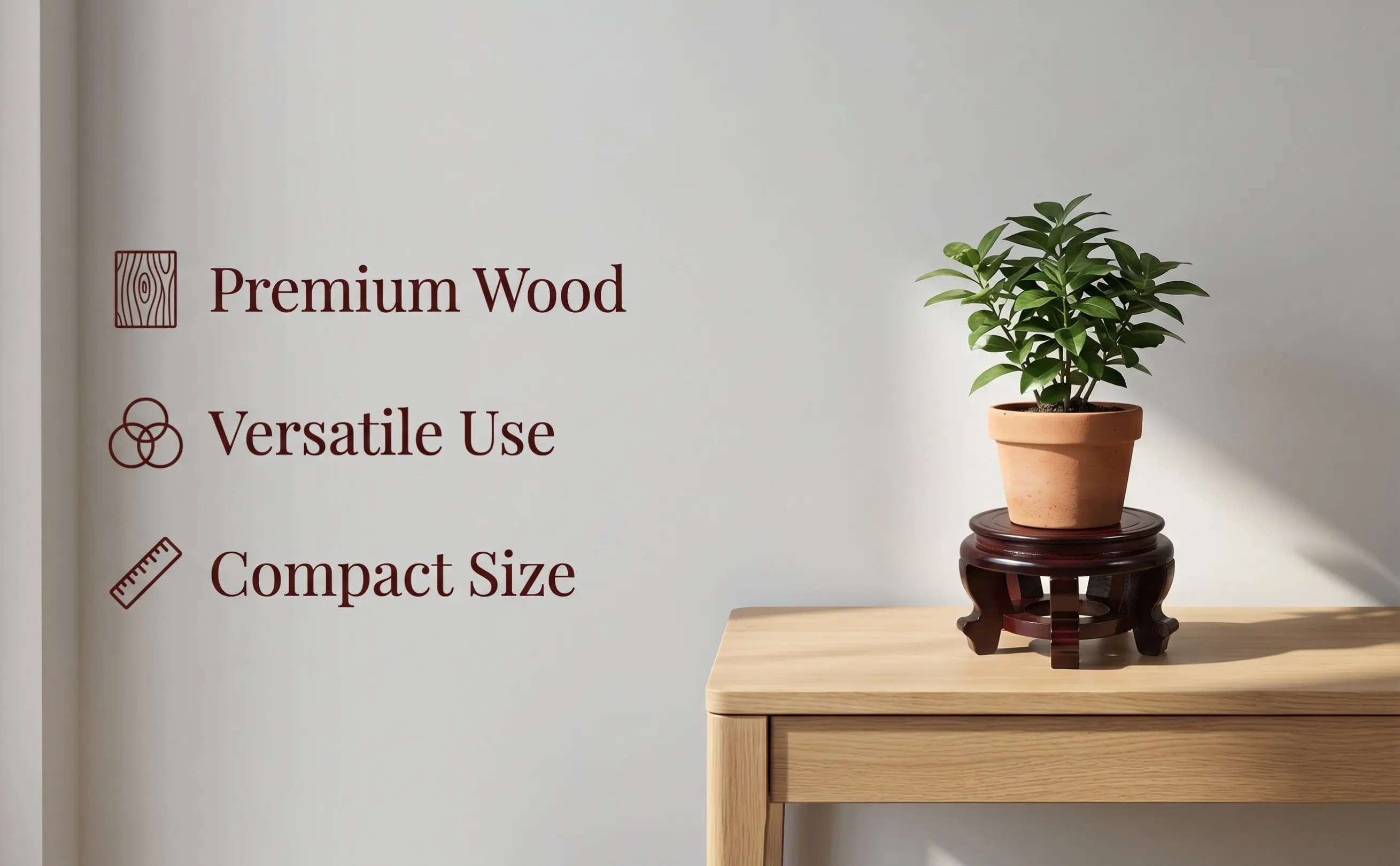 Wooden Plant Stand Indoor Flower Pot Holder Sturdy Display Base for Succulents Vases and Fish Tanks