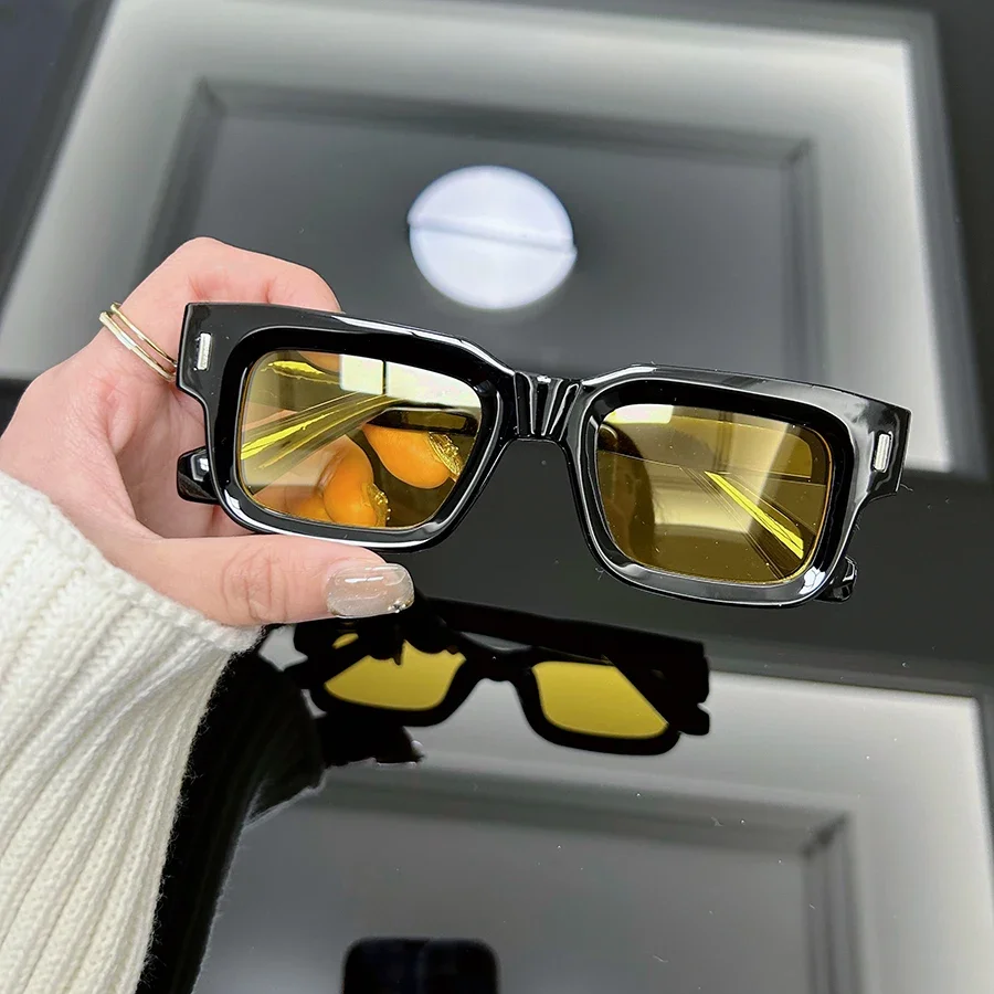 New Fashion Square Sunglasses Men Women Luxury Sun Glasses Male Female Brand Designer Candy Color Mirror Vintage Oculos De Sol