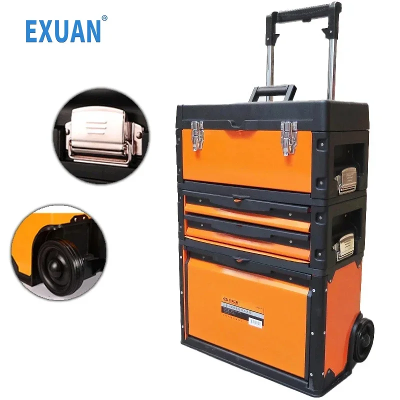 Multi-Function Trolley Tool Box/Three-In-One Hardware Tool Box/Tool Cart With Wheeled Removable Drawer/Three-Layer Removable