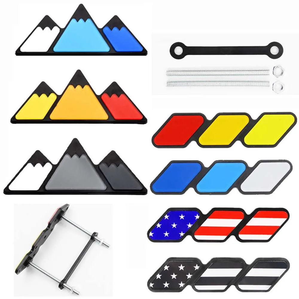 3 Tri Colors Grille Badge Emblem For Toyota TRD Tacoma Tundra 4Runner Highlande Rav4 Strip Of Air Inlet Logo Auto Accessories