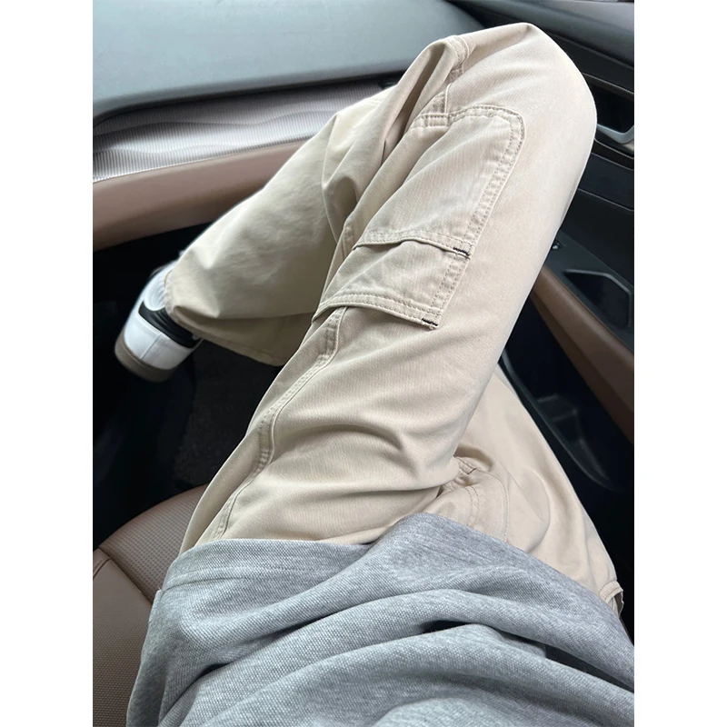 

Летние мужские рабочие брюки цвета хаки, повседневные прямые брюки, модные молодежные длинные брюки с низкой талией