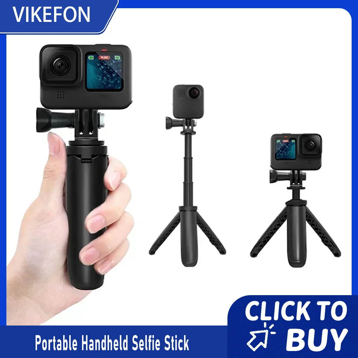 Palo de Selfie Portátil, Trípode de Escritorio para Fotografía Deportiva y Grabación en Exteriores, Compatible con Gopro 10/11/12 Max y Accesorios