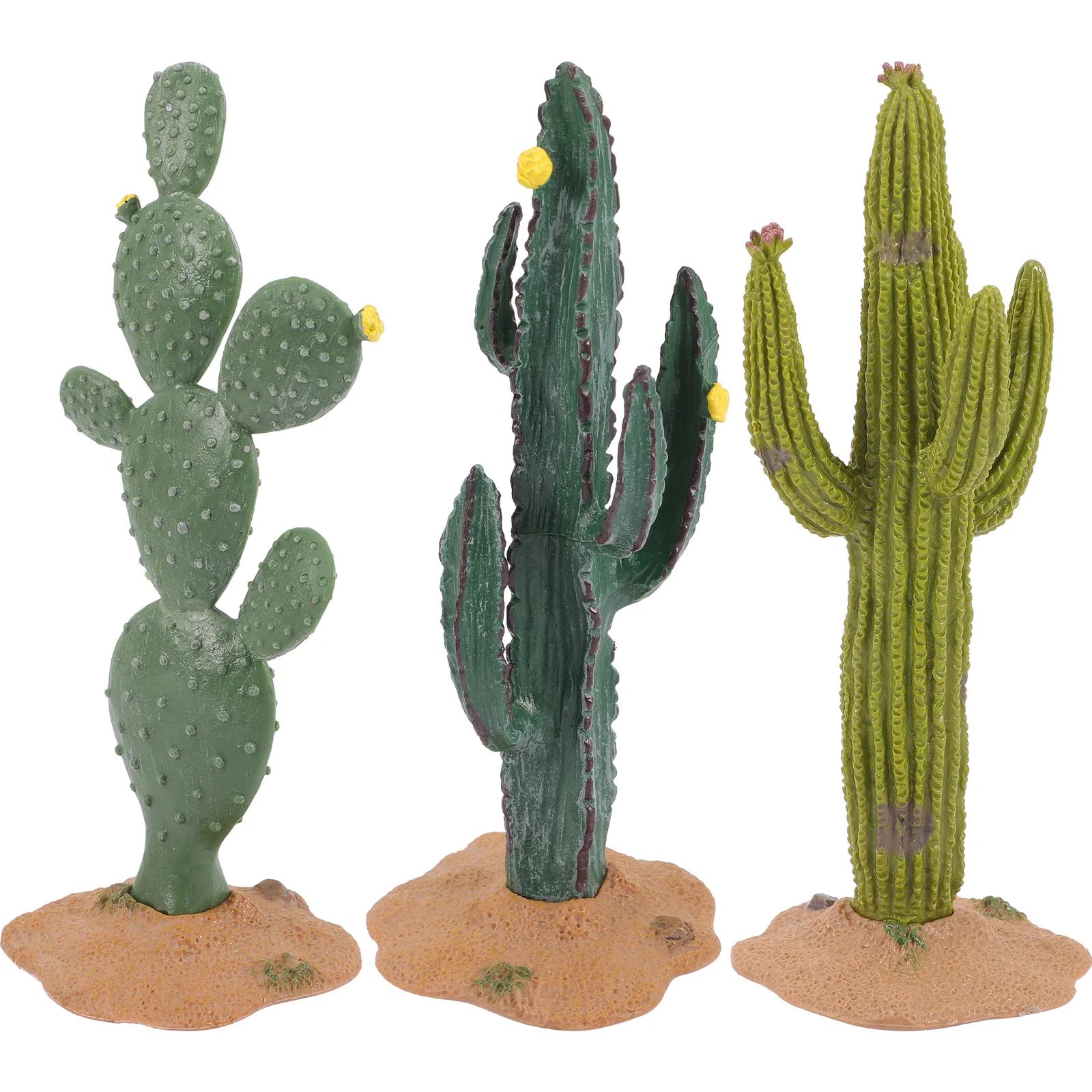 3 Pcs Cactus Terrarium Decor Lizard Hides Decorative Figurine Tabletop Decoration Tiny Mini Ornaments Statuette