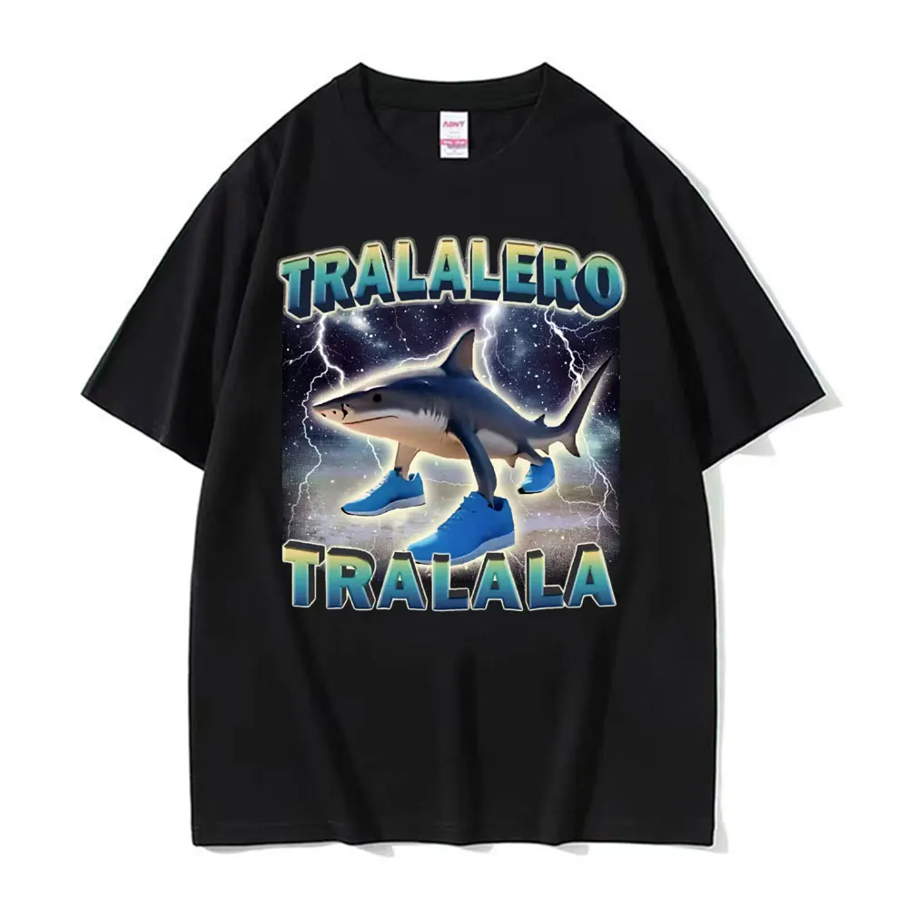 

Футболки Tralalero Tralala Funny Shark Meme, подарки для мужчин и женщин, модная тенденция, футболка High Street, хлопковая футболка с круглым вырезом и коротким рукавом