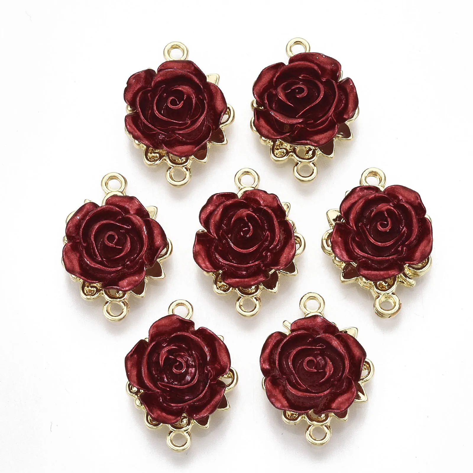 5Pc Red Rose Flower Alloy Links Connectors Metal Connectors Charm for DIY Jewelry Making Valentine's Day Bracelet Earrring Decor