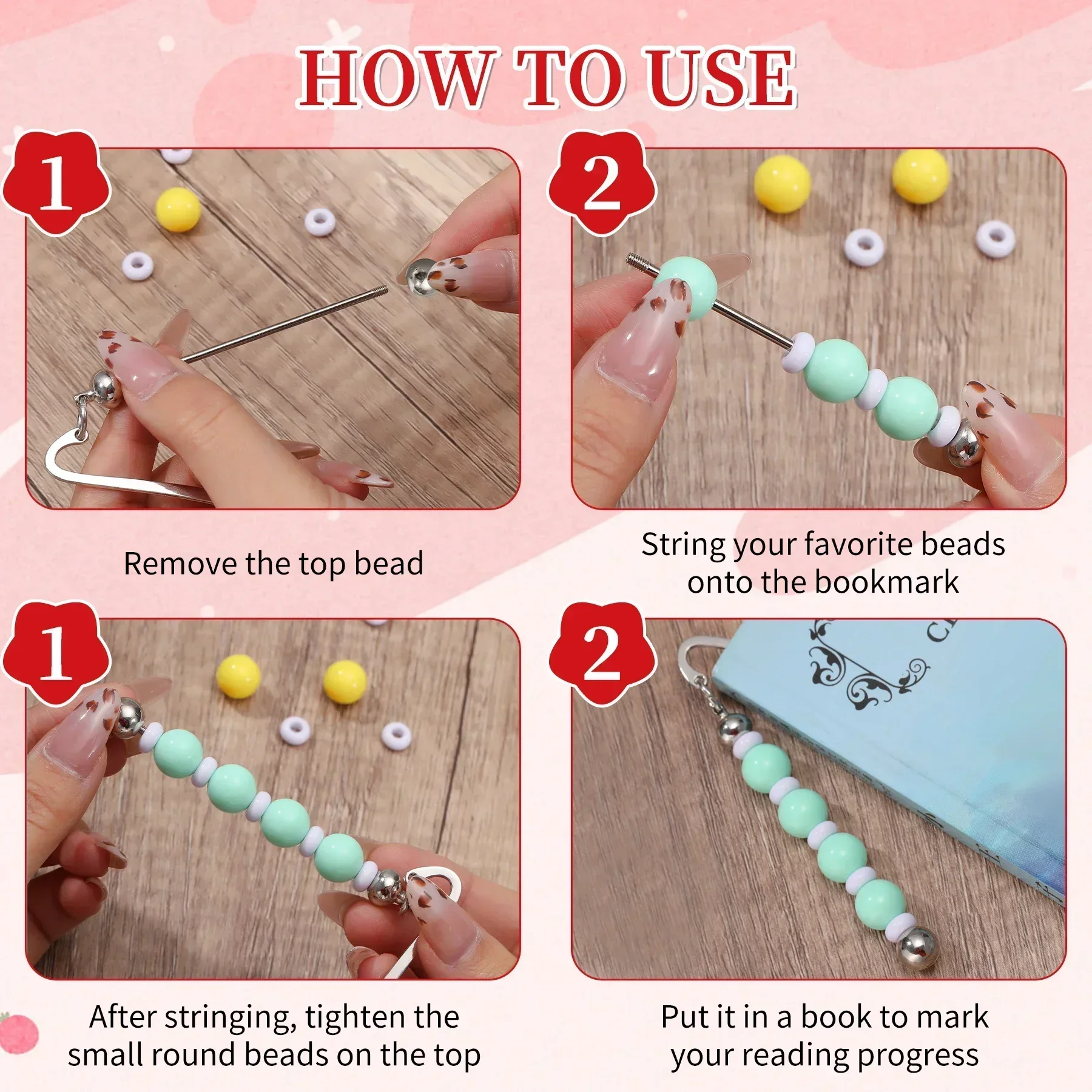 مجموعة الإشارات المرجعية القابلة للخرز DIY - مجموعة أشرطة معدنية فارغة مكونة من 4 قطع لصياغة المعلقات والمجوهرات، هدية مثالية لمحبي الكتب #4