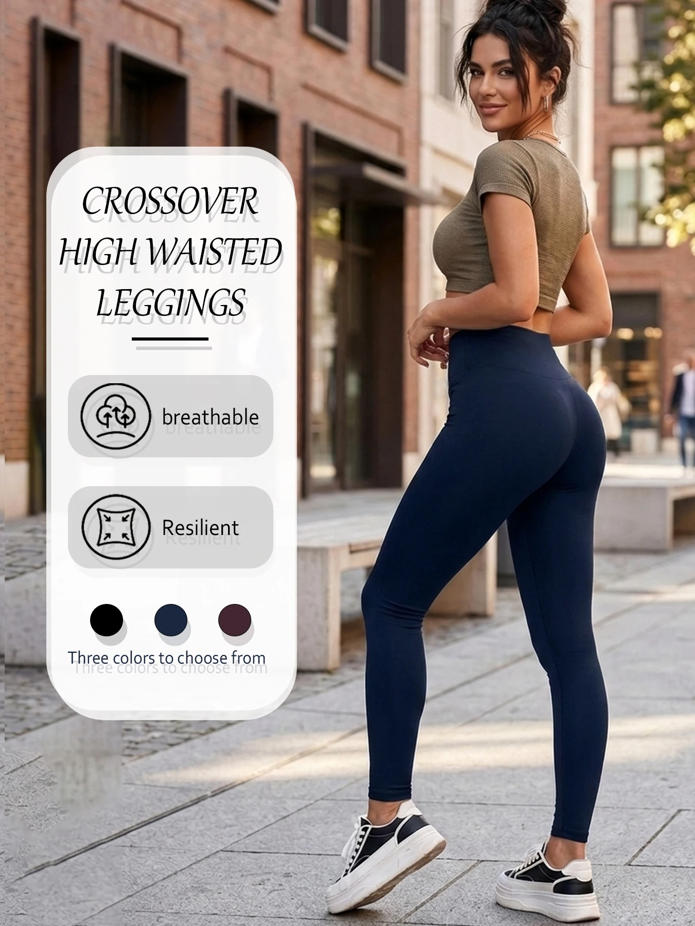 Crossover High Waisted Leggings for Women Super Soft Tummy Control Workout Yoga Running Casual Wear