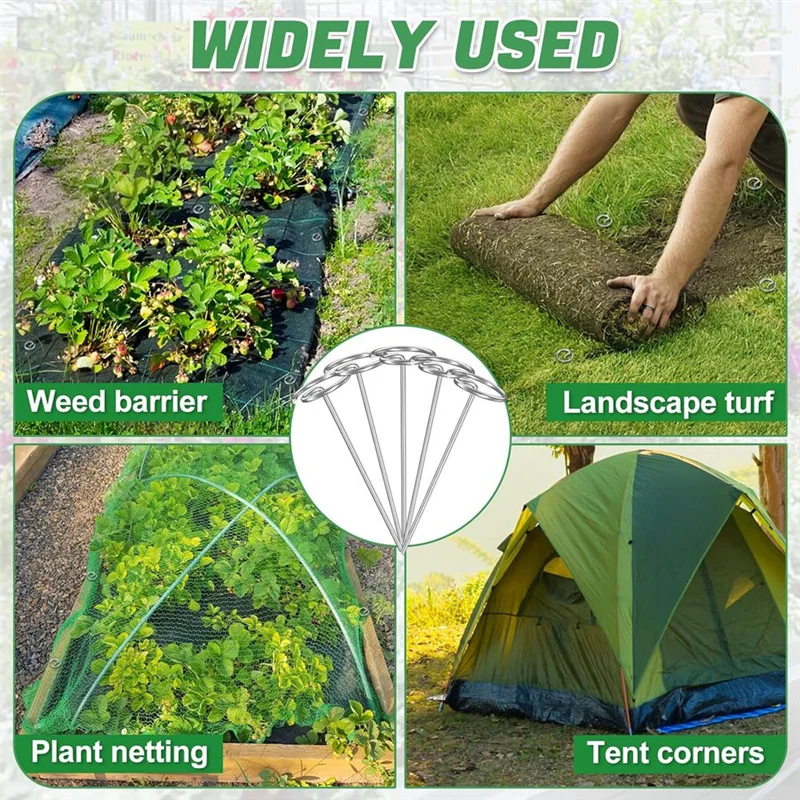 

KEKA Landscape Staples 6In Rust-Resistant Galvanized Garden Staples Round Top Landscape Staples Ground Cover Fabric Staples
