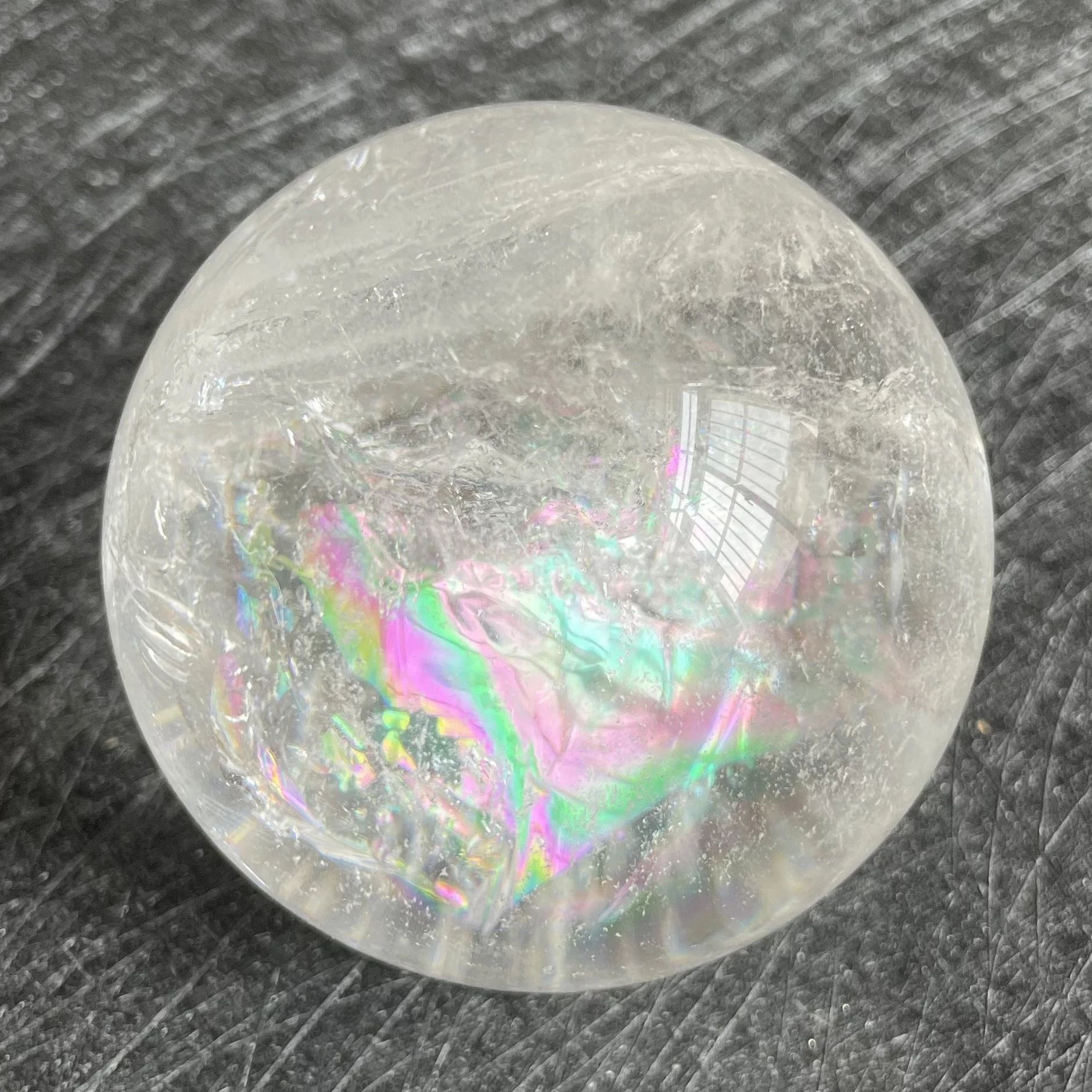 328g Natural Stone Clear Quartz Crystal Ball Rainbow Sphere Polished Rock Reiki Healing C5