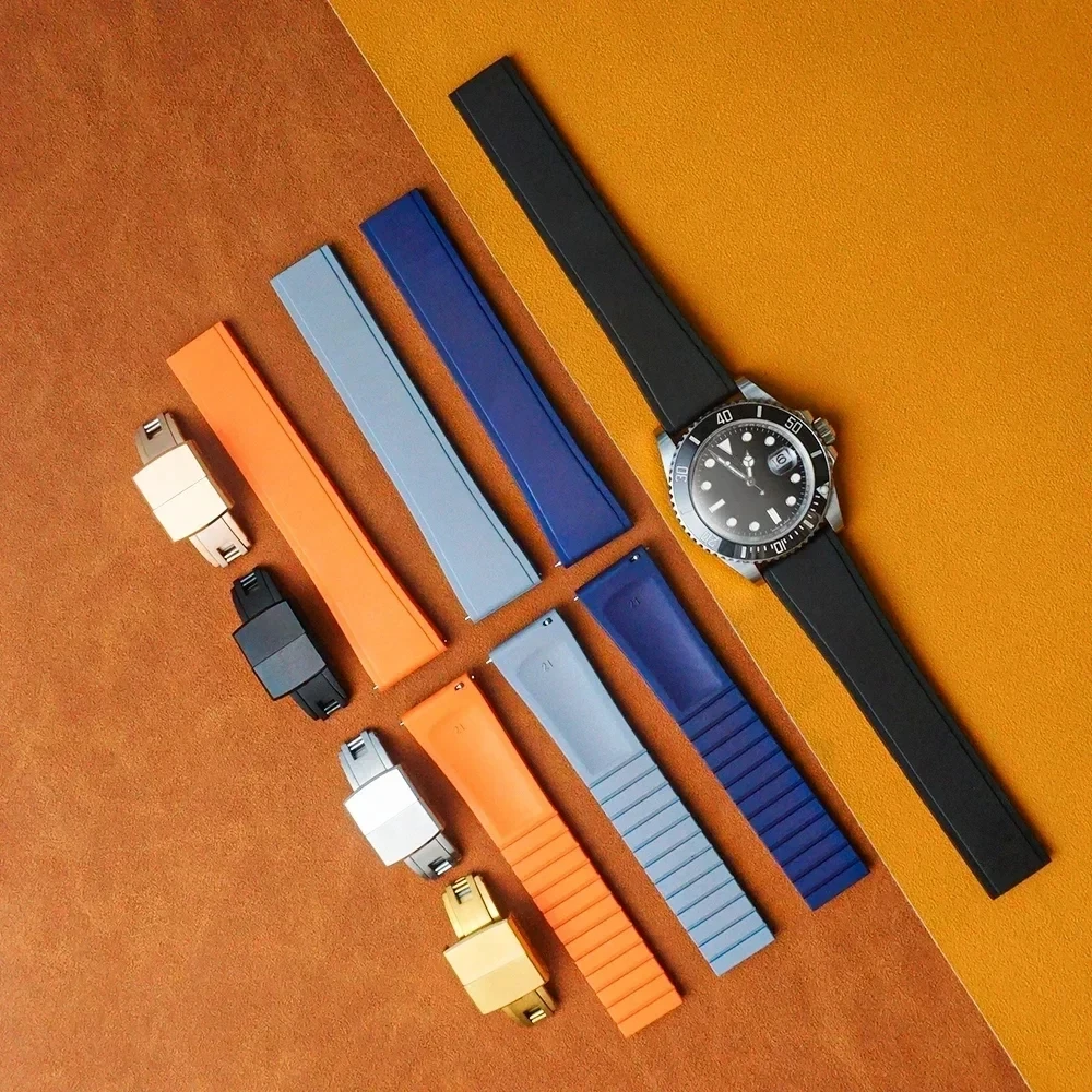 Custom Size Watch Strap 18 19 20 21 22mm For Cartier With Quick Release Butterfly Buckle FKM Watch Bands