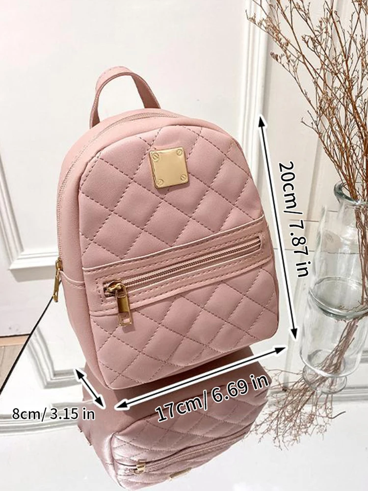 Rhombus Plaid Pattern Bag Large Capacity Shoulder Crossbody Casual Cell Phone Backpack for Women