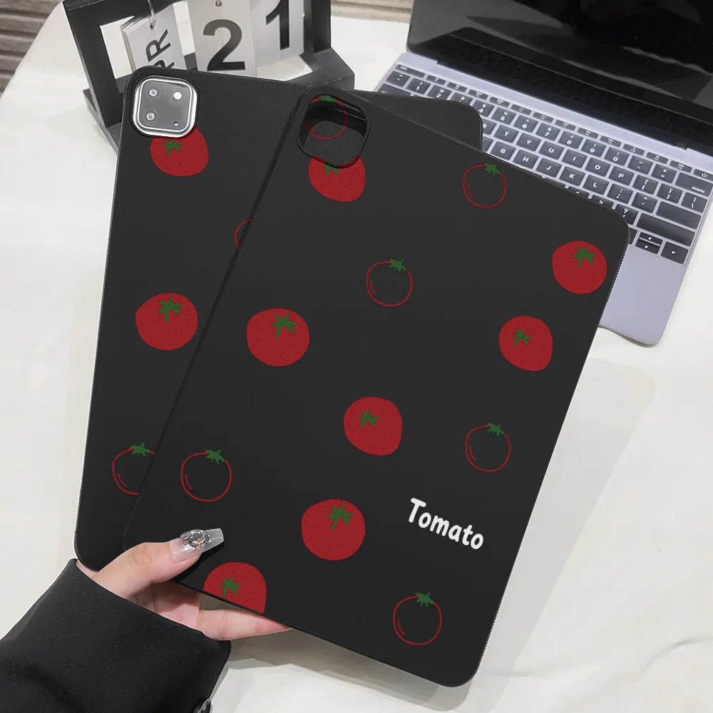 Aesthetic Tablet Case for Apple iPad Pro 9.7 10.5 12.9 13 Air 2 3 11 13 mini 4 5 6 7 Shell Solid Outline Red Tomatoes Design