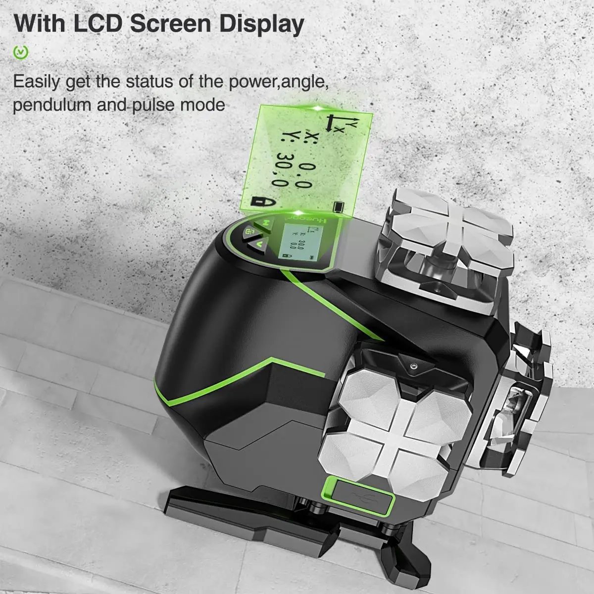 Imagem -02 - Nível Laser 4d de Auto-nivelamento Linha Cruzada com Receptor Tela Lcd Bluetooth Controle Remoto 4x360 ° S045rg Huepar4d