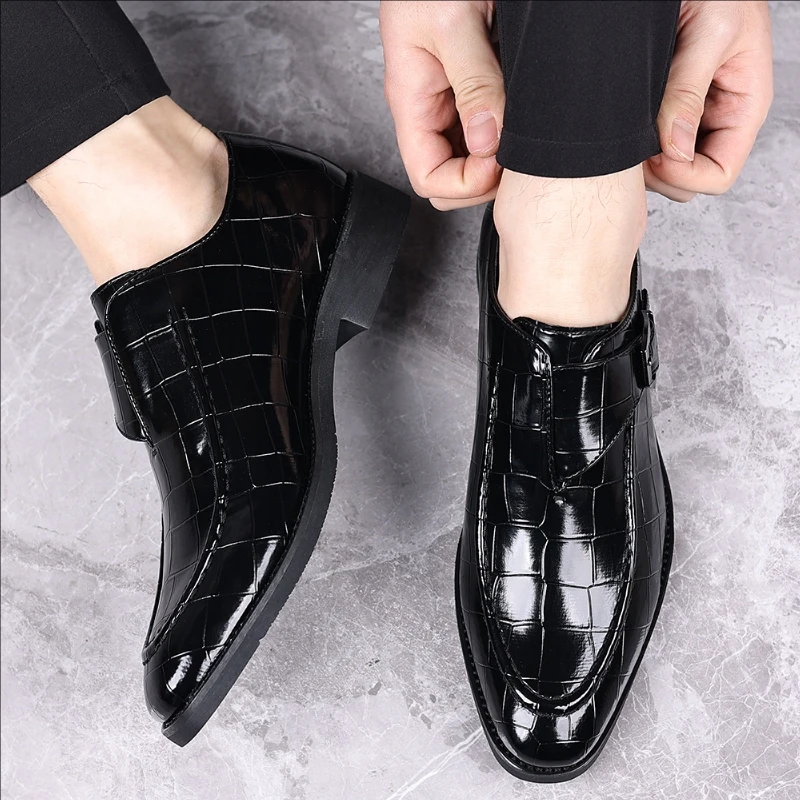 أحذية رجال الأعمال الكلاسيكية بدون كعب على الطراز الأمريكي مريحة ومتعددة الاستخدامات أحذية جلدية ذات علامة تجارية بريطانية أحذية اجتماعية للرجال #3