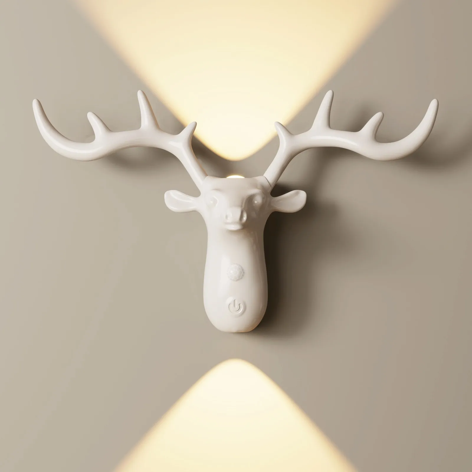 Magnetic Deer Head Wall Lamp No-Drill Deer Wall Lights Animal Antler Sconces Light for Living Room Bedroom Hallway Stairs