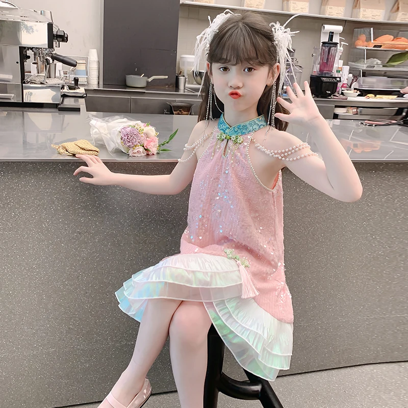 

Girls Summer Dress Children Vest Sleeveless Dress for Baby Princess Clothing Kids Birthday Party Outfits Teenagers Dress
