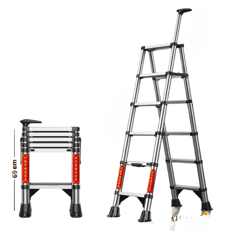 Echelle-telescopique-pliante-en-acier-inoxydable-support-d'echelle-multifonctionnel-d'interieur-ascenseur-en-alliage-d'aluminium-escaliers-d'ingenierie