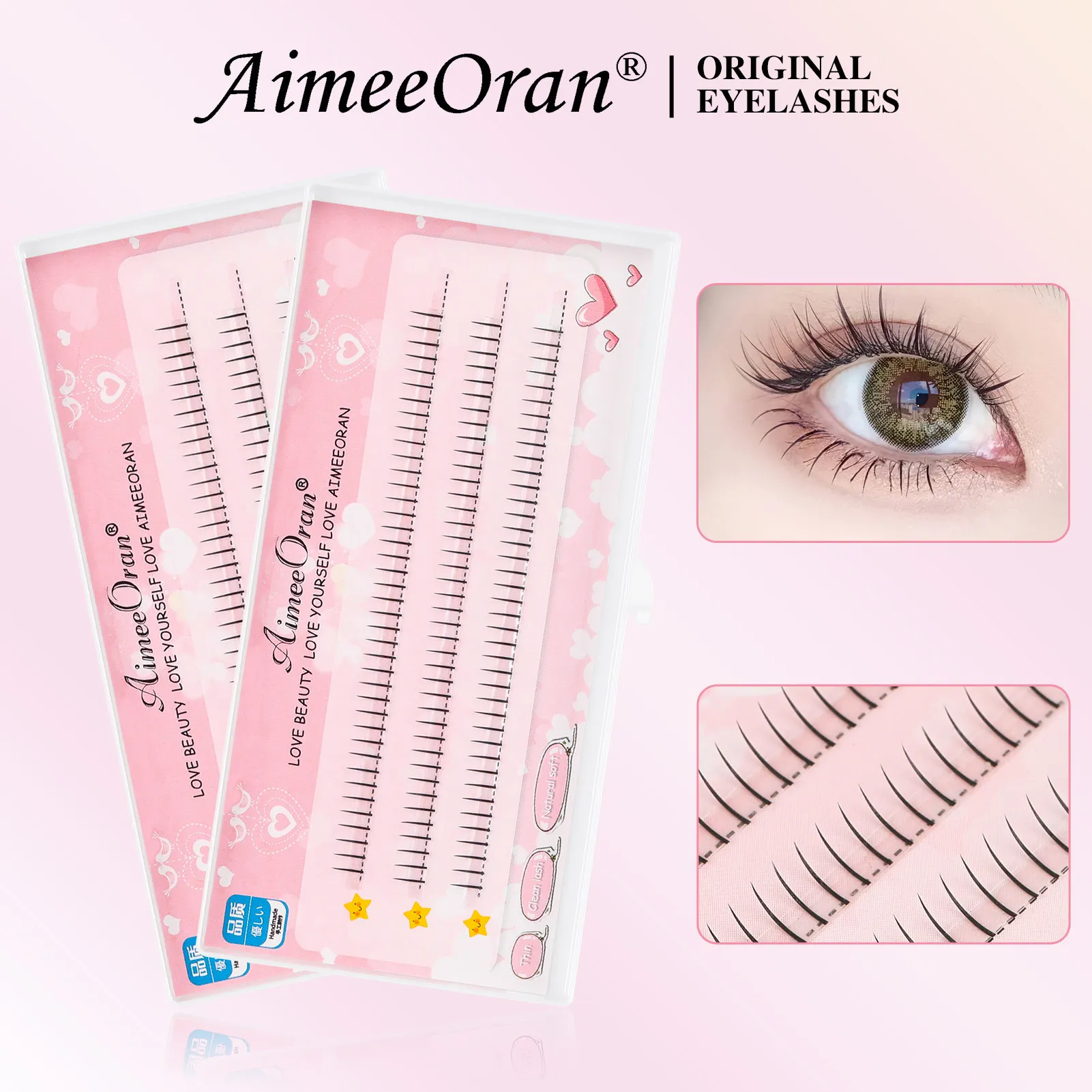 I-förmige schwarze untere Wimpern, Comic-Augenwimpern, natürliche untere Wimpern, weiche Manga-Cluster-Wimpern für Frauen und Mädchen