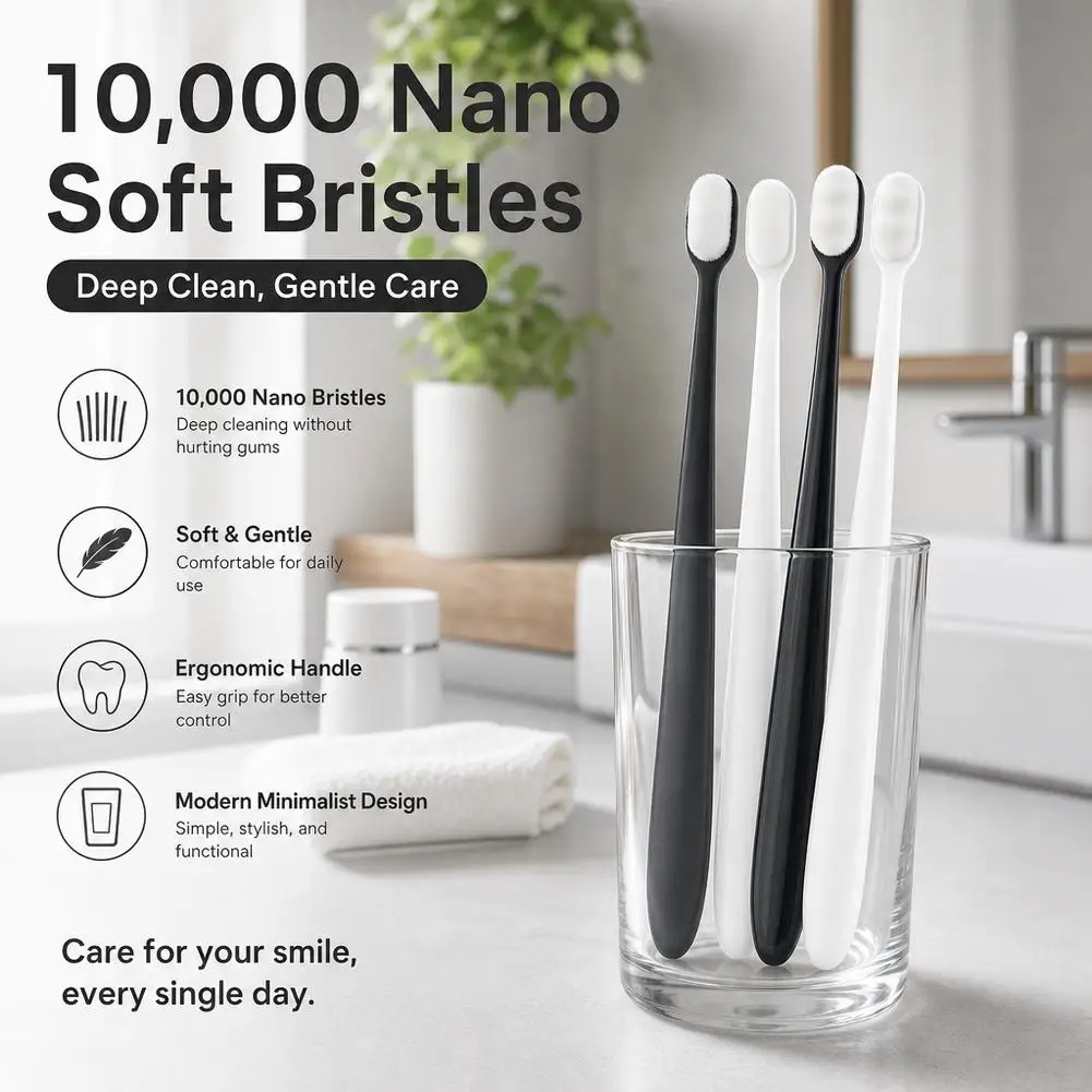 Micro Fine Bristle Toothbrush with Travel Case Extra Soft Toothbrush 80 Micron Micro-Nano Bristles for Sensitive Gums Pregnant