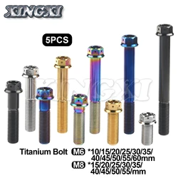 Xingxi 5pcs Titanium Bolt M6/M8x10/15/20/25/30/35/40/45/50/55/60mm Hex Hole Flange Head Screw for Motorcycle Disc Brake Fastener
