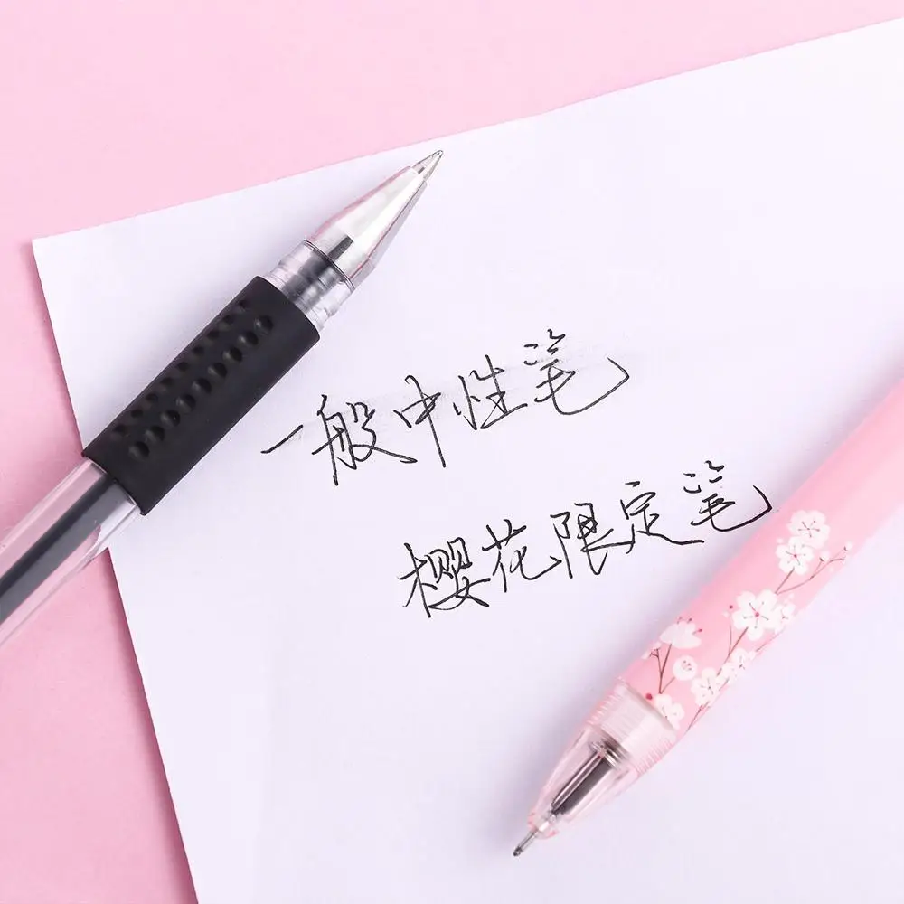 

School Supplies Stationery Korean Sakura Season Black 0.5mm Gel Pens Signing Pen Sakura Floral Writing Pen