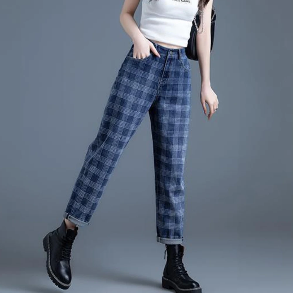 

With Print Jeans for Women Denim Pants Woman High Waist Shot Blue Graphic Cropped Trousers Short Pattern Lattice and Capris R Z