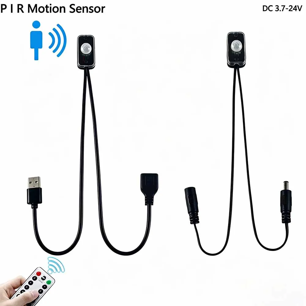 PIR Sensor Adjustable Time Delay, Mini Infrared Motion Switch DC12V 24V Human Body Detector for LED Light Strip