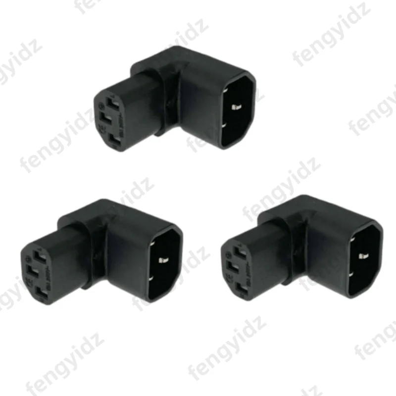 IEC 320 C14 auf C13 linker rechtwinkliger AC-Adapter IEC 3-poliger IEC 320 3-poliger Stecker auf Buchse, verlängerter 90-Grad-Winkel-AC-Konverter