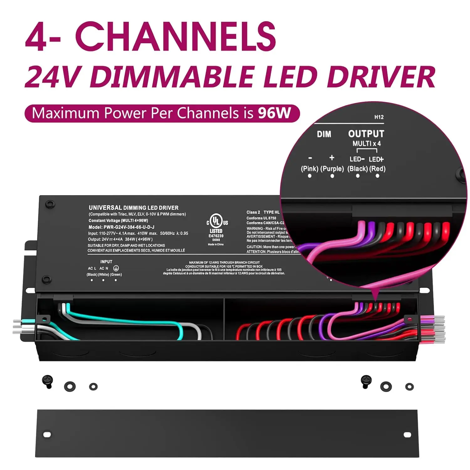 Power Supply,4-Channels AC to DC Transformer for LED Light, Compatible