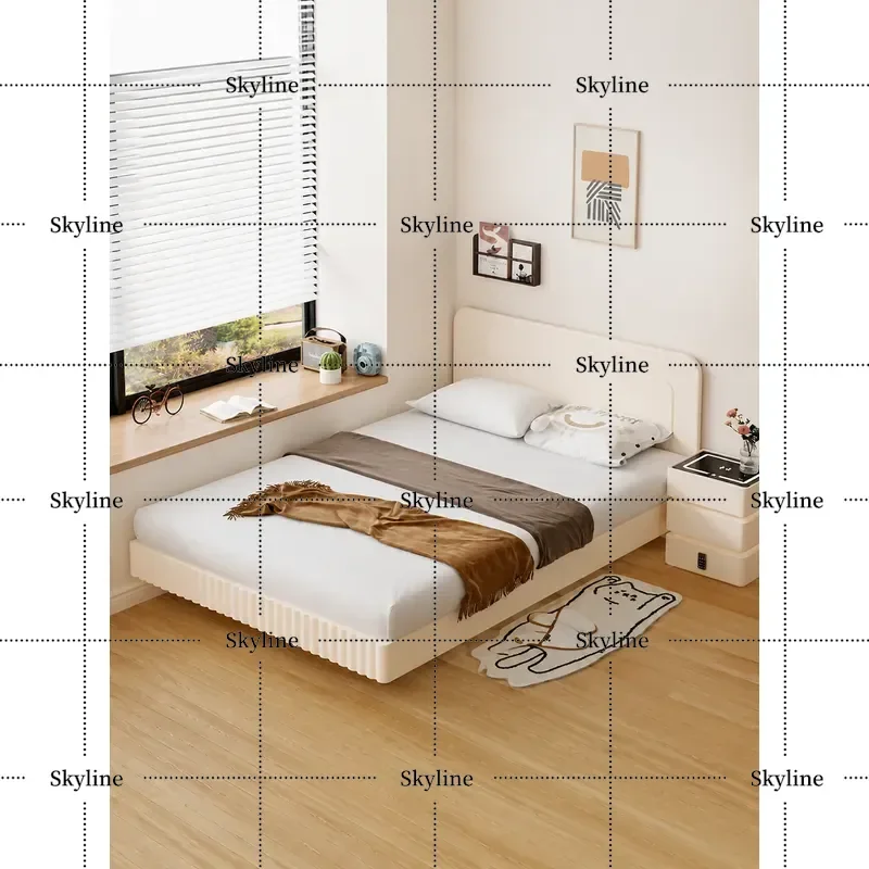 for 1.5m Ultra-thin Solid Wood Bed Space-saving Narrow Bedside for Small Apartment Guest Room 1.35m Flush Edge Design