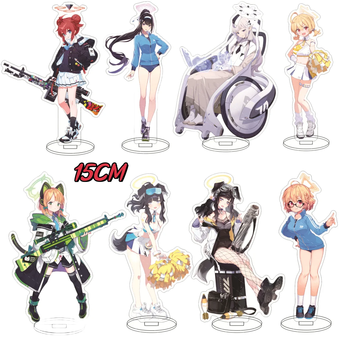 Mainan figur aksi berdiri akrilik Anime populer biru arsip PVC Laser dudukan meja mainan Model hadiah gantungan kunci 15CM