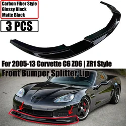 Car Front Bumper Lip Splitter Lip For Chevrolet Corvette C6 2005-2013 Z51 Z06 ZR1 Style WideBody Models Carbon Fiber Style