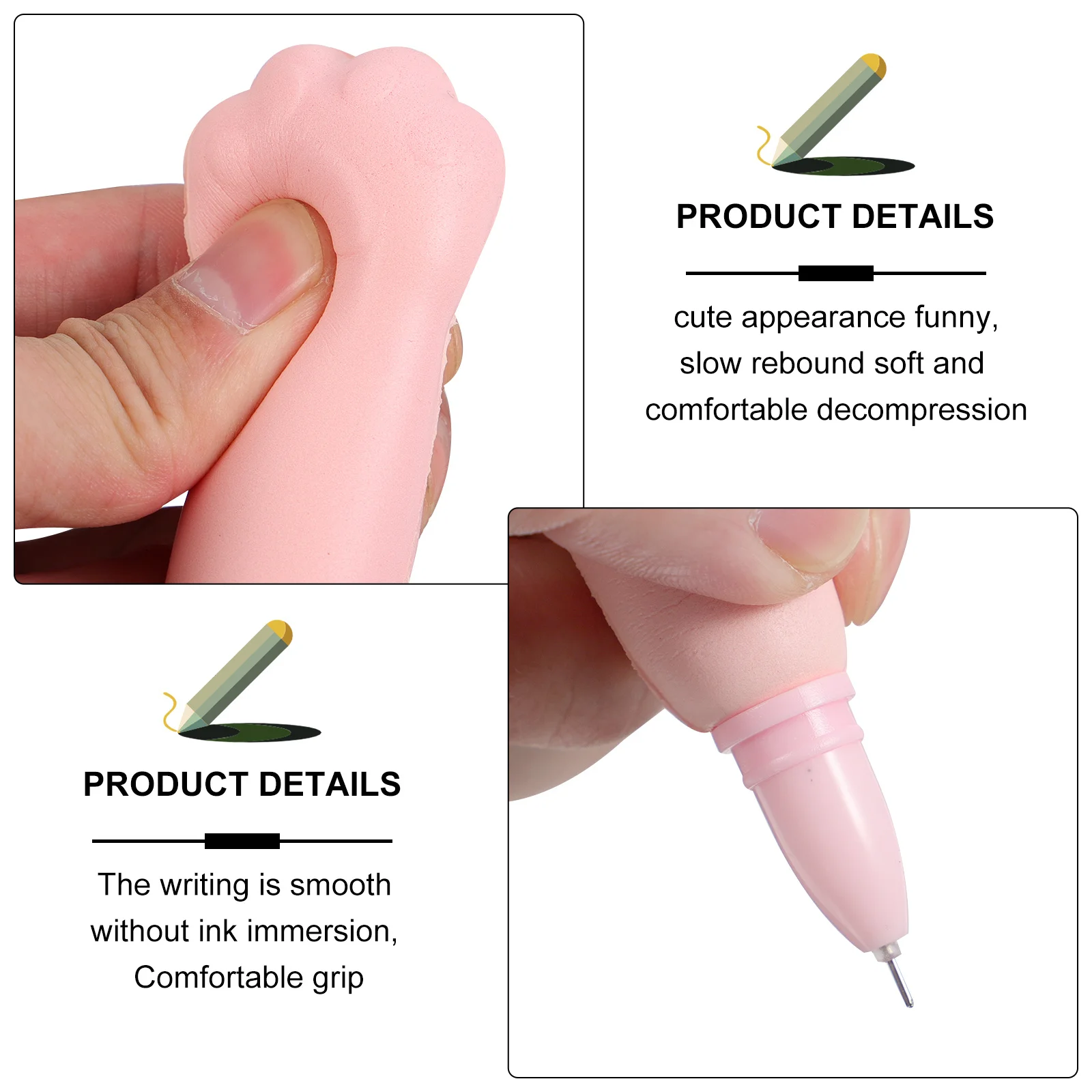 

2Pcs Gel Ink Decompression Pens Cat Paw Cartoon Squeeze Stress Relief School Student Writing Cartoon Decompression Pens
