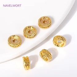 18K Gold Plated 7mm Round Spacer Beads DIY Bracelet Necklace Making Accessories Brass Metal Dot Spacer Beads Jewelry Findings