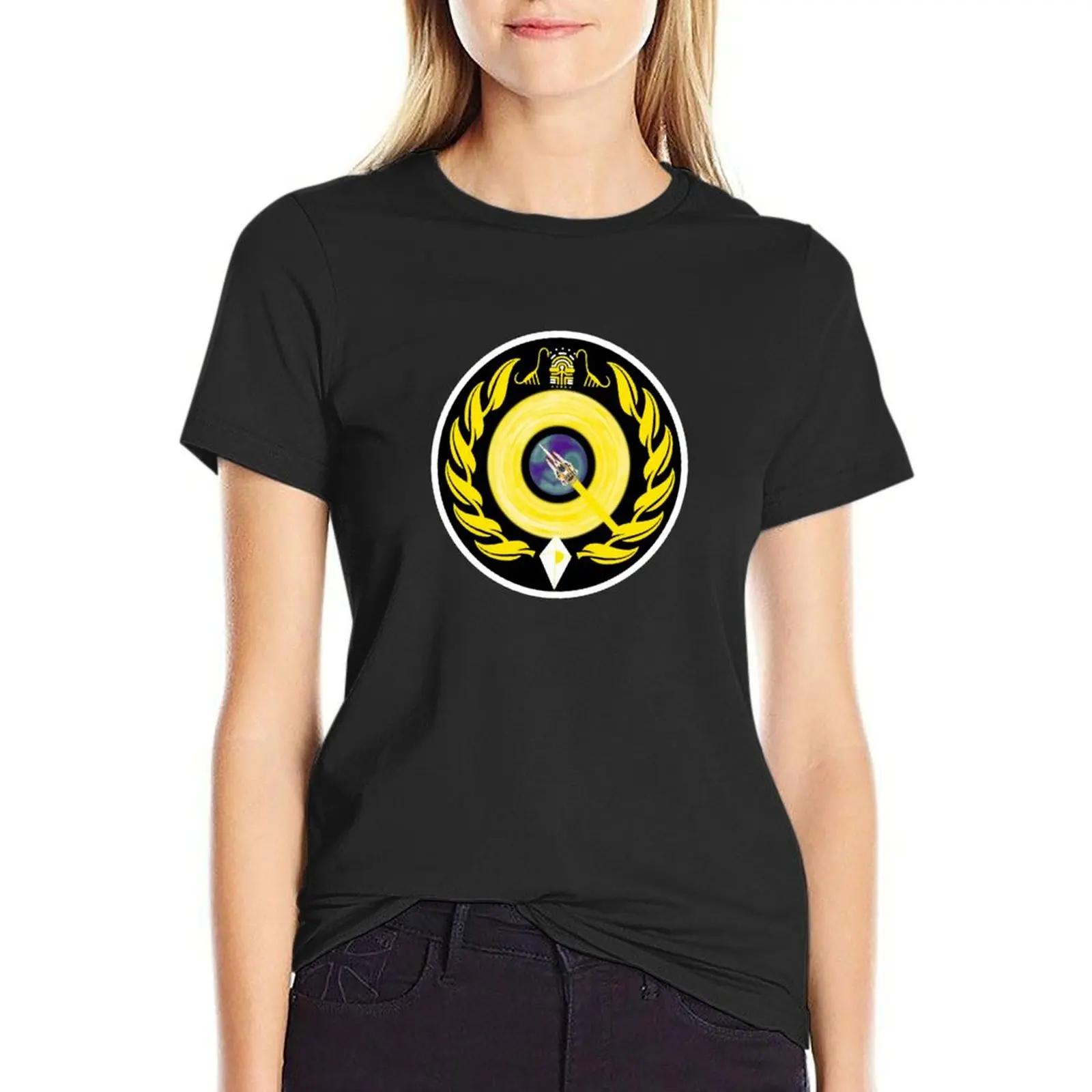 

Qitanian Empire Logo round black T-Shirt funny Blouse t-shirts for Women graphic tees funny