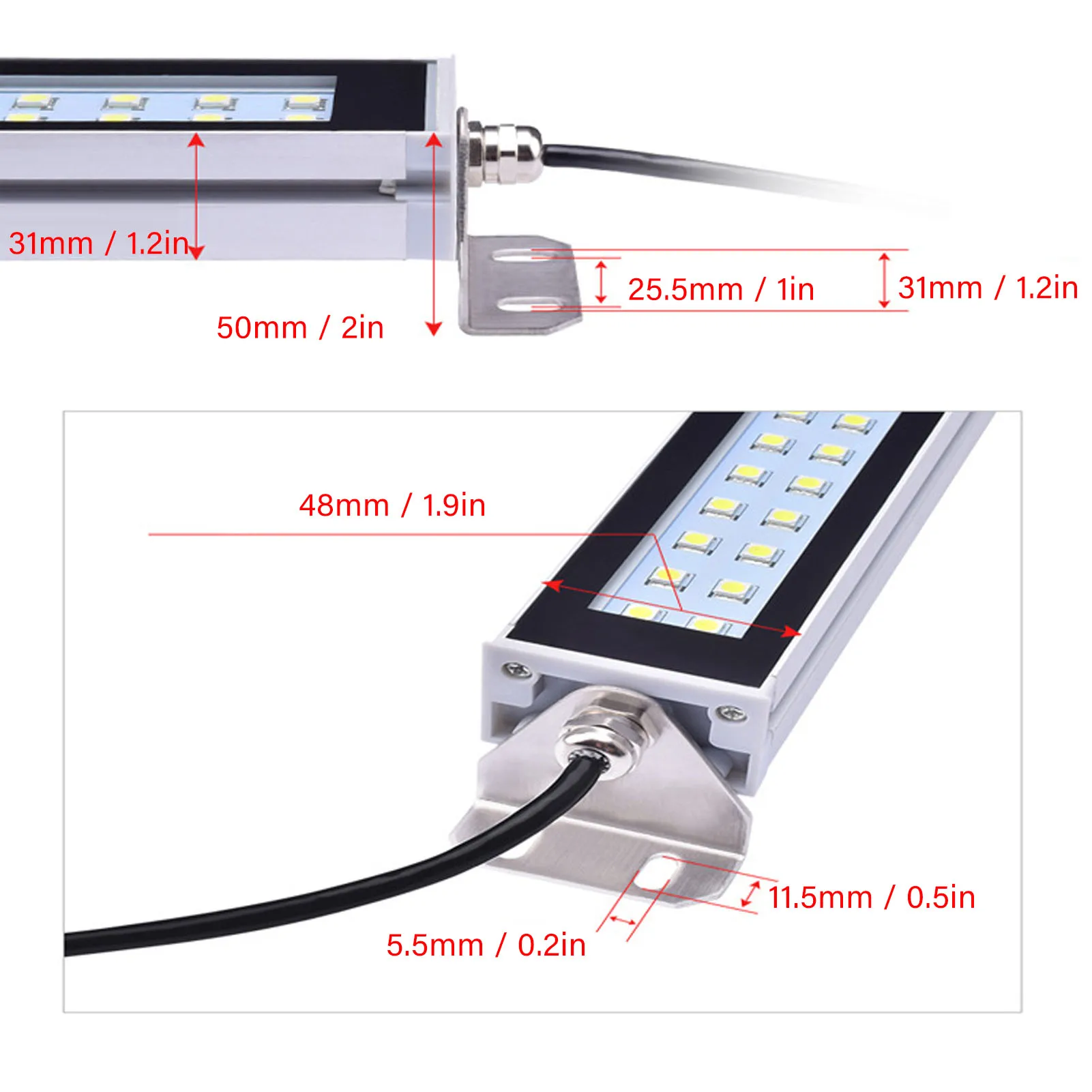 Job Site Lighting Equipment Machine LED Tube Light Explosion Proof IP67 Tempered Glass 20W Job Site Lighting Equipment 24V 36V