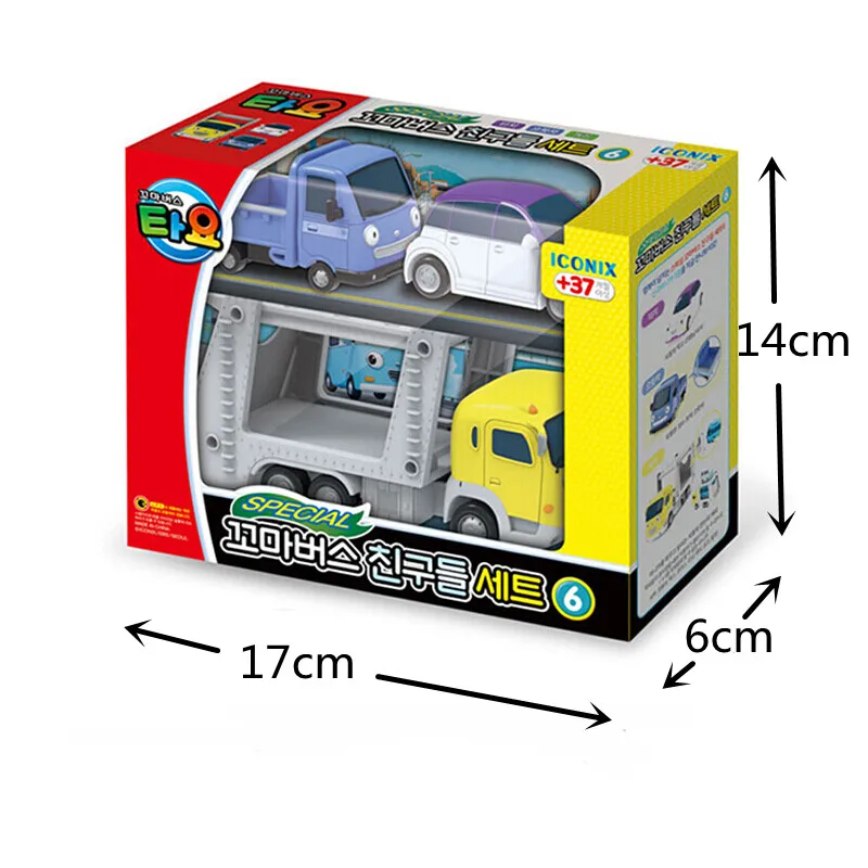 Korean Cartoon Bus tayo Motor Transport Vehicle with Mini Blue Truck and White Car Kids Toys Oyuncak Boy Gift