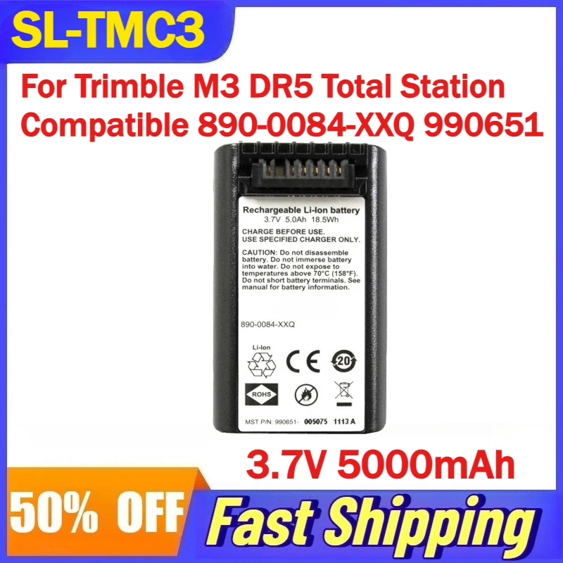 

3.7V 5000mAh SL-TMC3 Battery for Trimble M3 DR5 Total Station Compatible 890-0084-XXQ 990651 Rechargeable Batteries