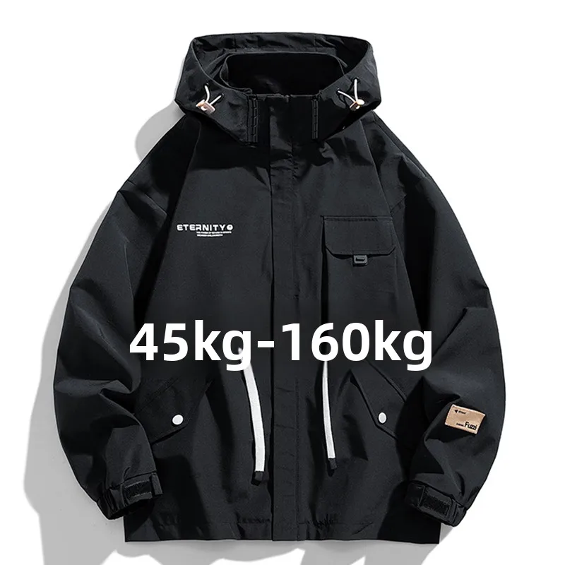 

Men's Hooded Jaet Autumn Winter Spring plus Size Loose Fit Polyester Fabric Windproof Long Sve Zipper Closure Casual Jaet