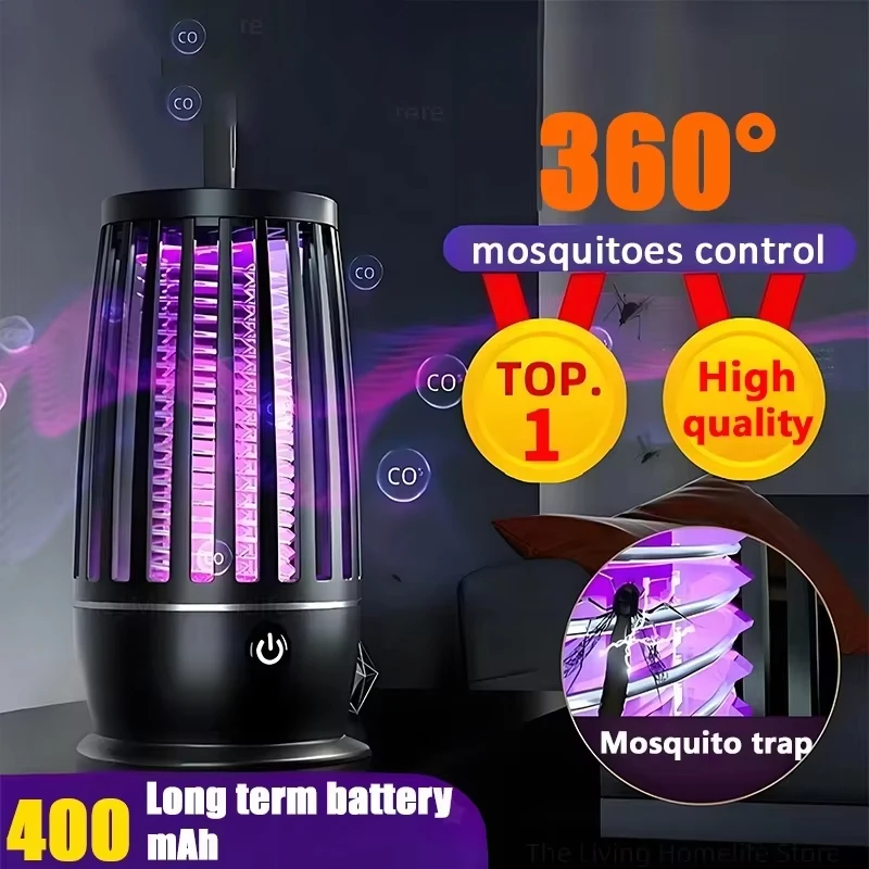 Lámpara repelente de mosquitos, trampa para moscas recargable por USB, mata insectos eléctrico, lámparas antimosquitos silenciosas y fuertes para exteriores